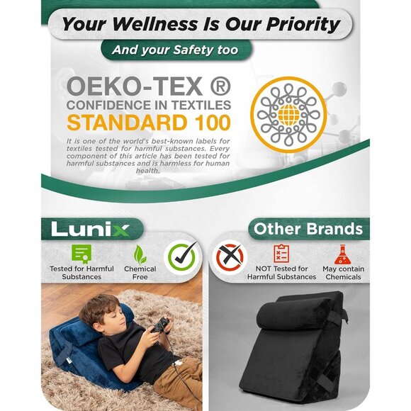 Kids Floor Pillow Gaming Game Reading Couch Chair Wedge Support Lunix LX12 Blue - Picture 4 of 7